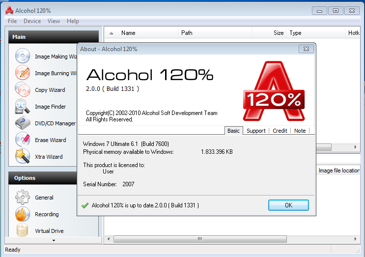 Alcohol 120% disc burning software