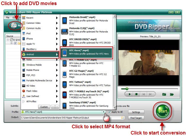 convert dvd to android