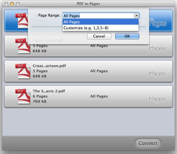 PDF to iWork pages converter
