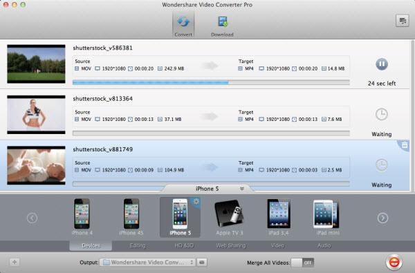 MP4 to iMovie progress bar