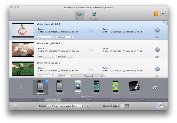 choose from optimized preset like Apple Devices