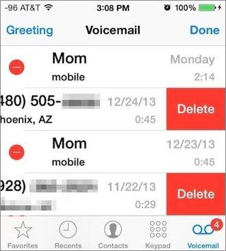 delete voicemail on iPhone