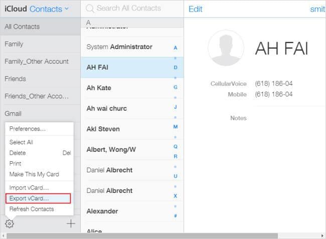 import contacts from icloud to android