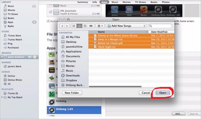 file sharing in itunes