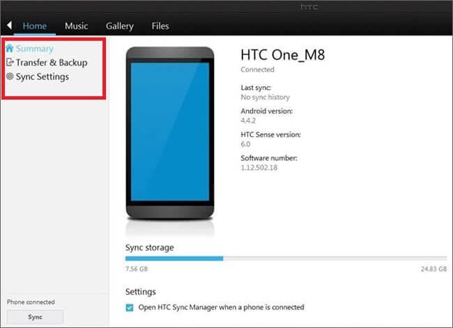 htc sync backup