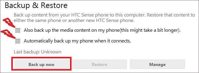 htc sync backup