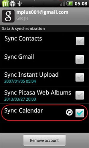sync calendar from iphone to android