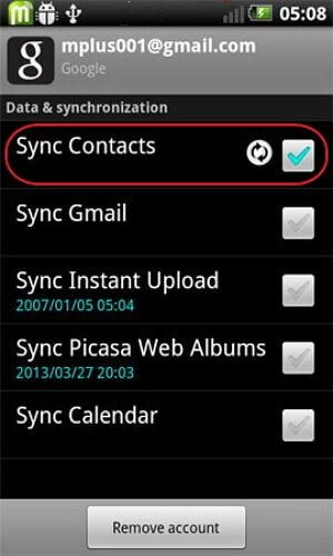 how to sync contacts to android from gmail