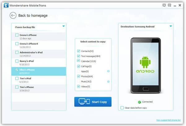 Extract iPhone backup and transfer to Samsung S5/S3/S4/Note 4, etc