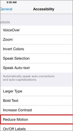 iOS 7.1 - motion reduce