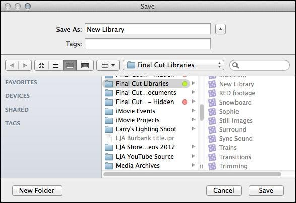 manage libraries in fcp