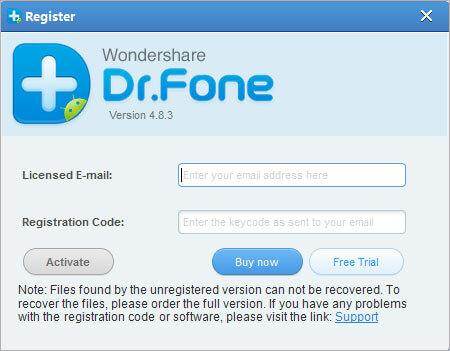 Register Wondershare Dr.Fone for Android