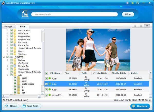 preview and recover the lost file from flash drive