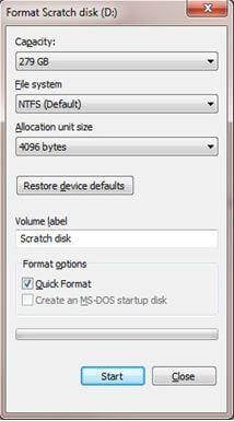 windows 7 format disk