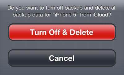delete backup in icloud