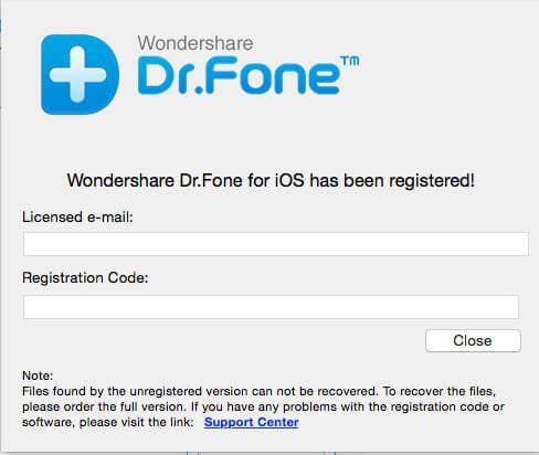 Register Wondershare Dr.Fone for iOS