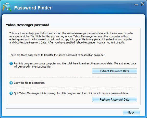 yahoo messenger password finder