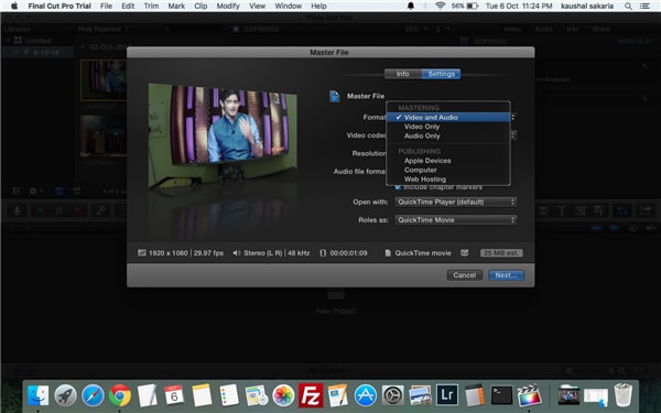 How to export videos from final cut pro on Mac