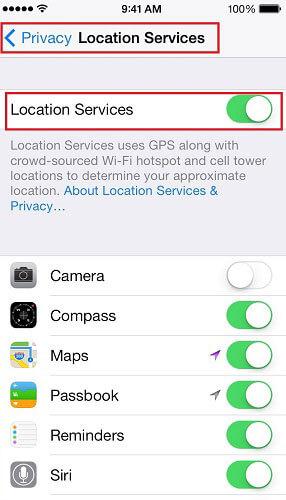 how to turn location services on iphone 4s