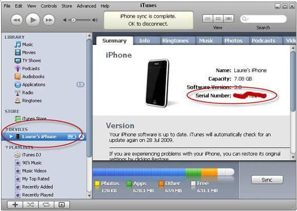 how to find iphone serial number