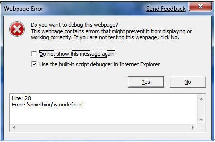 internet explorer runtime error