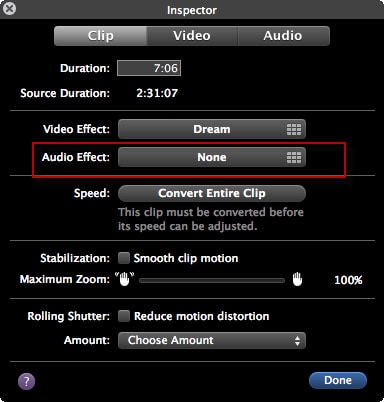 imovie 11 audio effect