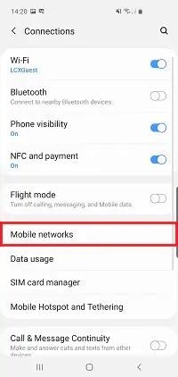 check the mobile network