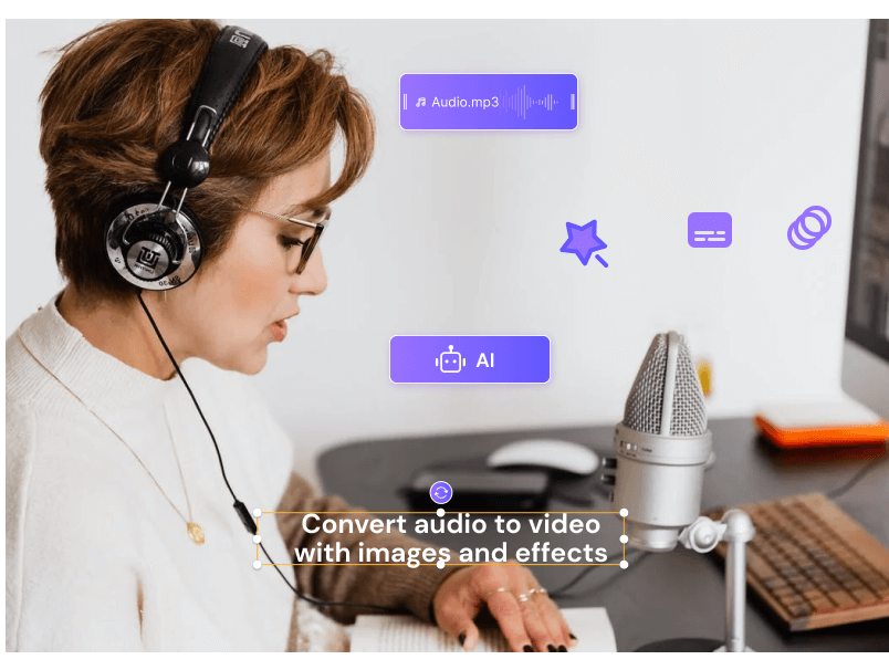 audio to video with effects and subtitles banner