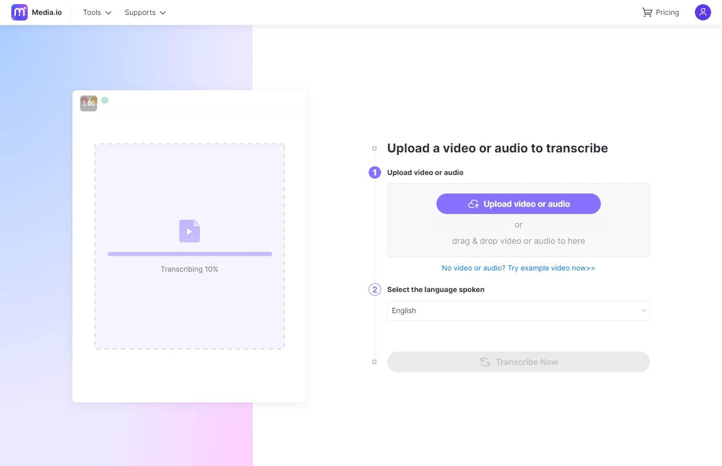 upload google meet recordings to Transcription app