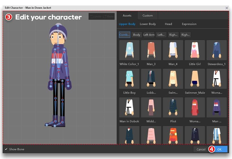 Customising characters for your vide