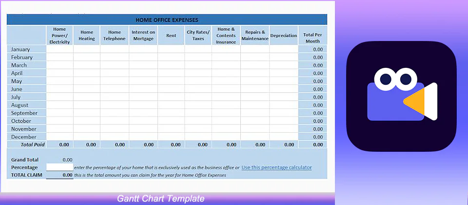 Home Office Expense Tracker Template 