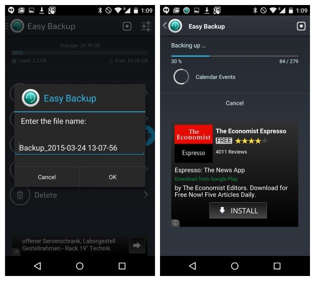 backup and restore android