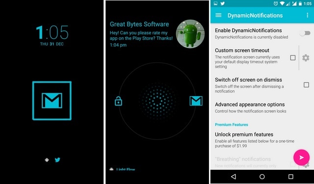 application écran de verrouillage android: Dynamic Notifications