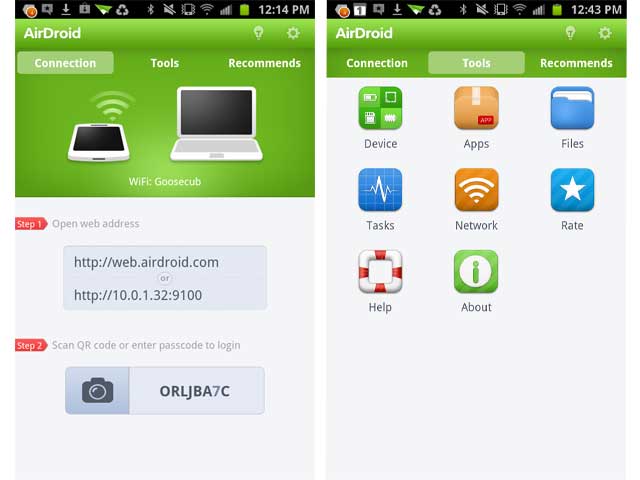 AirDroid sauvegarde téléphone android sur mac