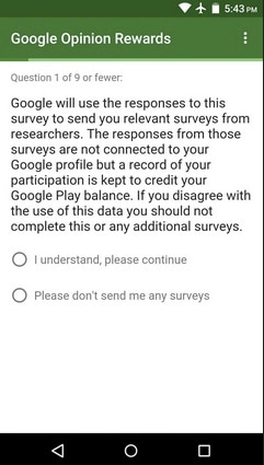 Get Free Google Play Credit using Google Opinion Rewards