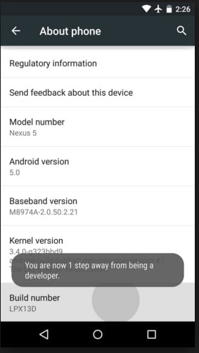 enable Developer Options on your Android