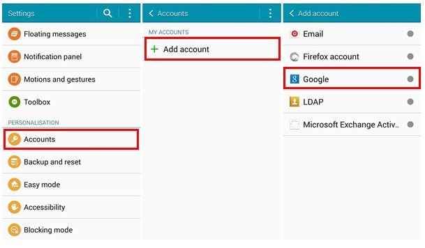 add google account on android