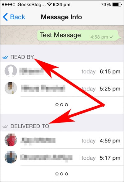 il secondo modo per sapere chi ha letto il messaggio nel gruppo di whatsapp su iphone
