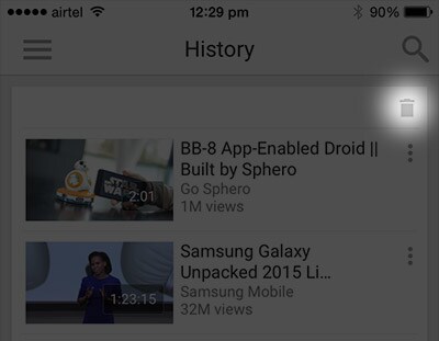 How to Clear or delete YouTube Search History on iPhone