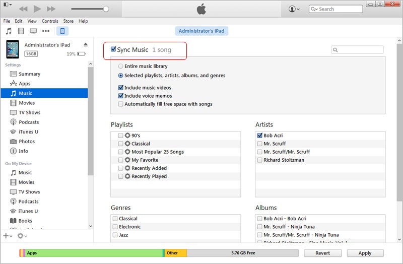 How to download itunes music from computer to ipad