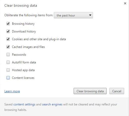 Clear history from  Google Chrome