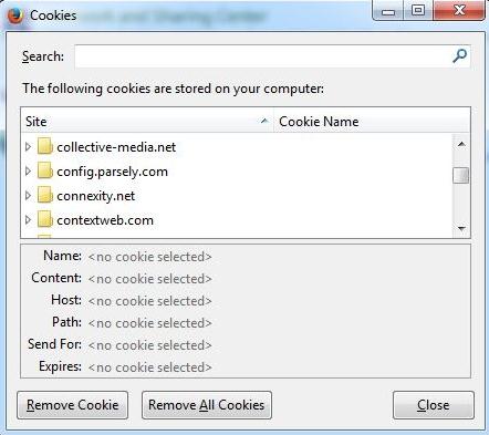 Remove all cookies from Mozilla Firefox