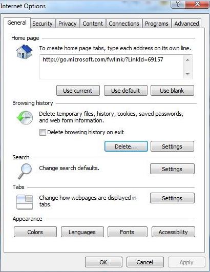 Delete browsing history from IE