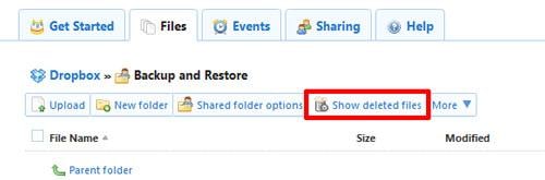 how to recover Dropbox deleted files step 1