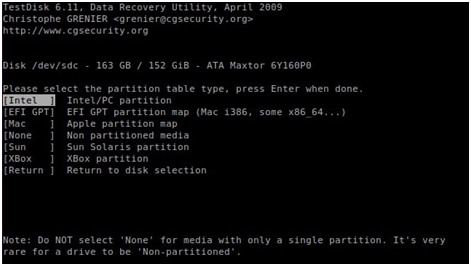 Test Disk Linux data recovery