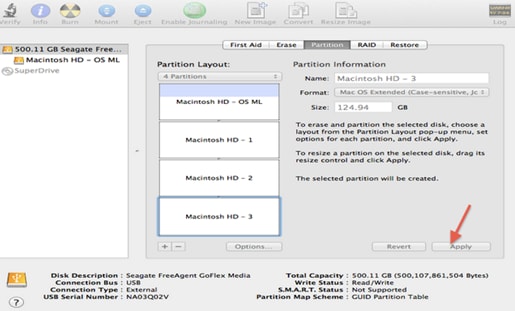 créer une partition sur Mac OS X