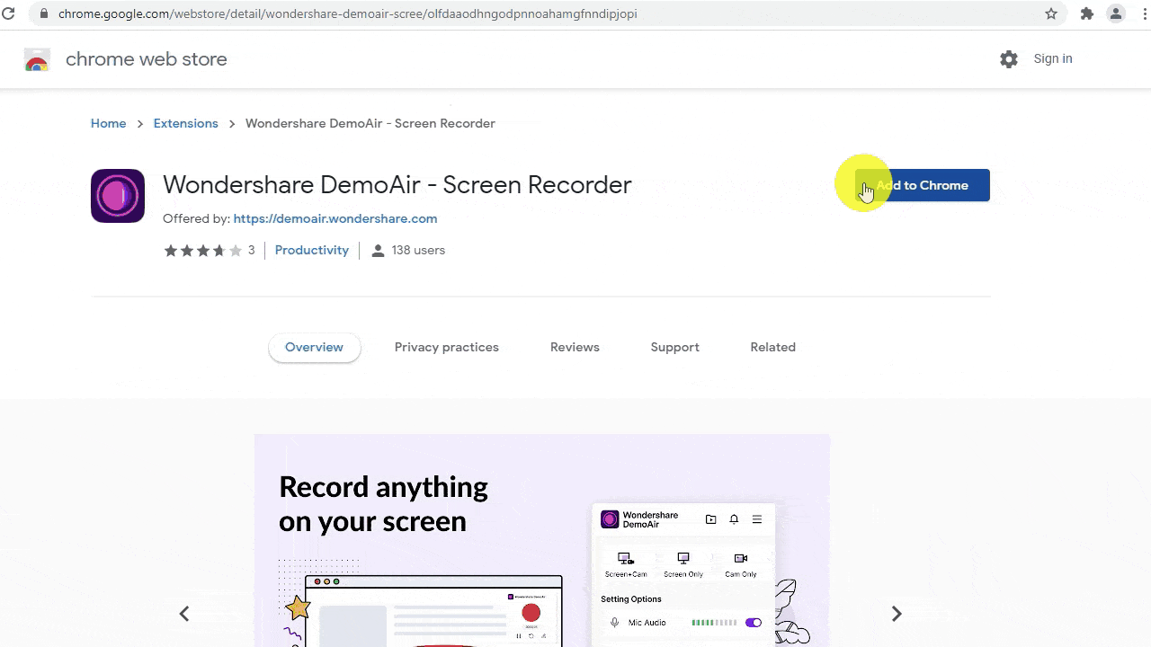 add demoair to chrome