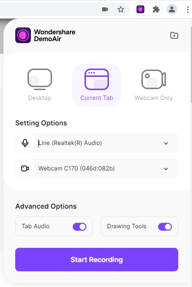 set recording preferences and record