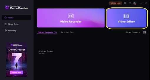 choose video editor on democreator watermark remover