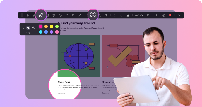 Use Screen Drawing tool, spotlight, and more  to highlight key content